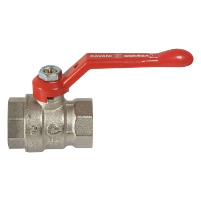 Сферичен кран , черв. алуминиева дръжка, Ж/Ж 1/2"