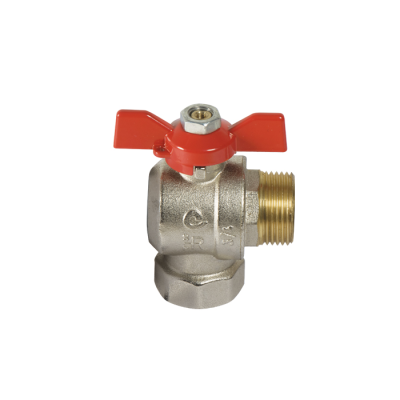 Сферичен кран Т-дръжка, червена пеперудена дръжка, Ж/M 3/4"