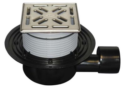 HL5100 Подов сифон DN50/75 странично оттичане, 145х145 мм Klick-Klack, решетка 138x138 mm 0