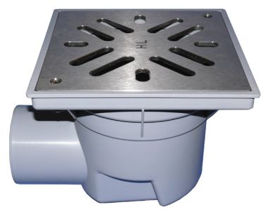 HL605W PERFEKT-подов сифон DN110, странично оттичане, с пластмасова рамка и решетка от чугун 0