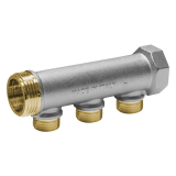 Колектор 1" мъжка х 1" женска резба с 4 изхода 1/2" – 38 мм, щампован, никел 0