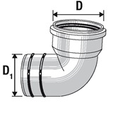 Кликни за увеличение PP Дъга с O – ring за връзка с PVC, 87°30 ф110/100 (PP) 0