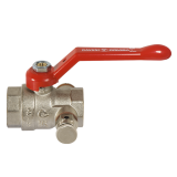 Сферичен кран с изпускател, черв. алуминиева дръжка, M/Ж 1/2" 0