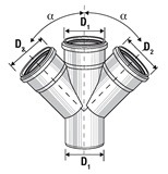 TRIPLUS Двоен разклонител ф110/50/50-87°30 0