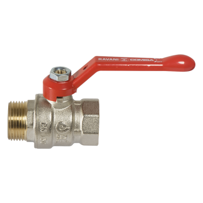 Сферичен кран , черв. алуминиева дръжка, Ж/M 1 1/2"