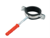 Метална скоба за тръби, единична 1" с уплътнение, шпилка и дюбел, M8/DG8x65